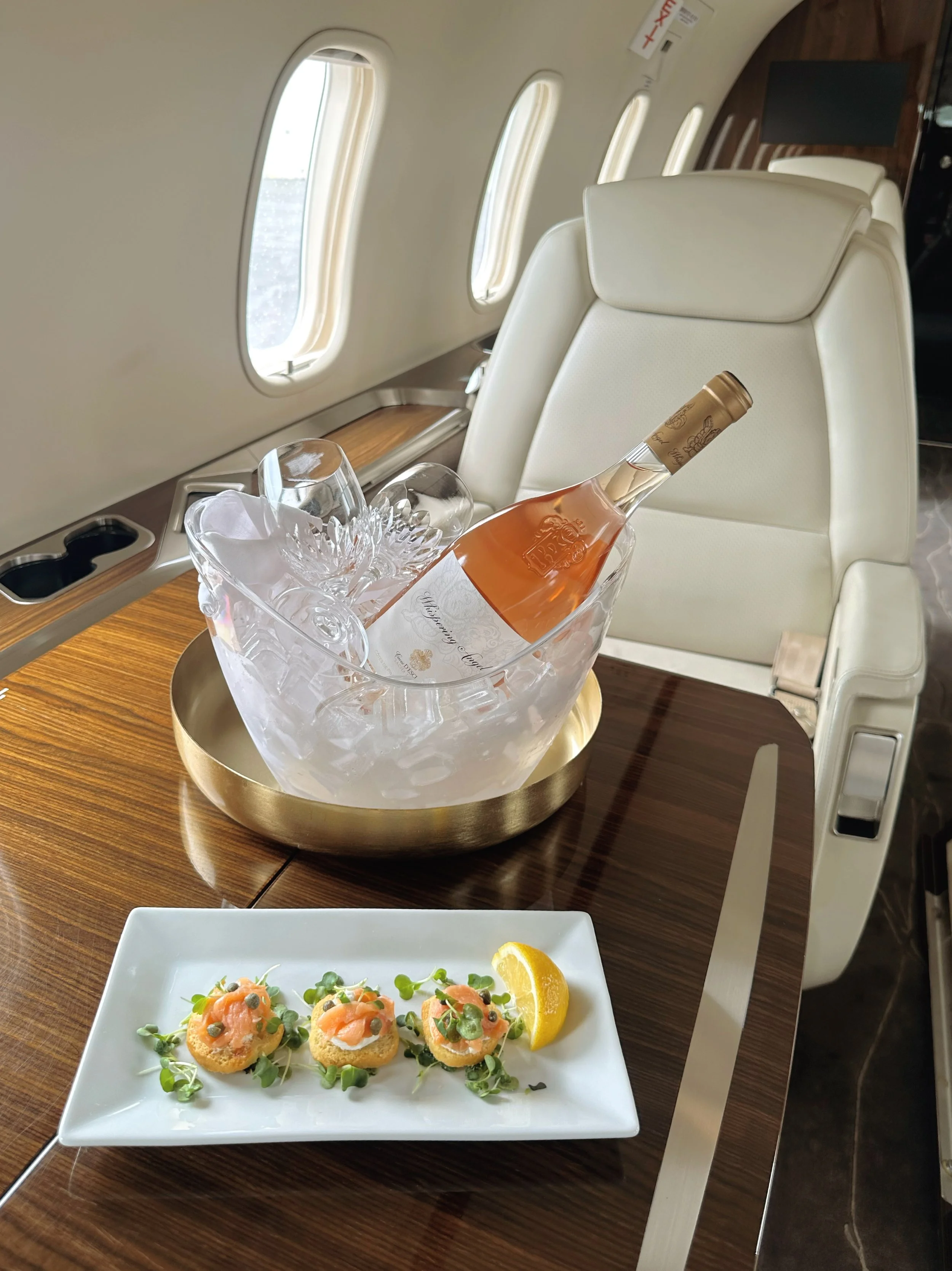 Smoked salmon canapés for private jet catering in Providenciales